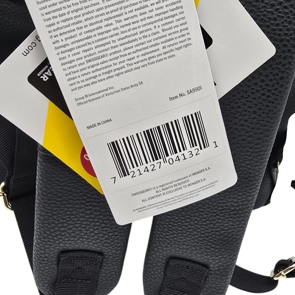 SwissGear Serenity Luxe Women's Laptop Backpack 13 Inch Black Pebbled Leather